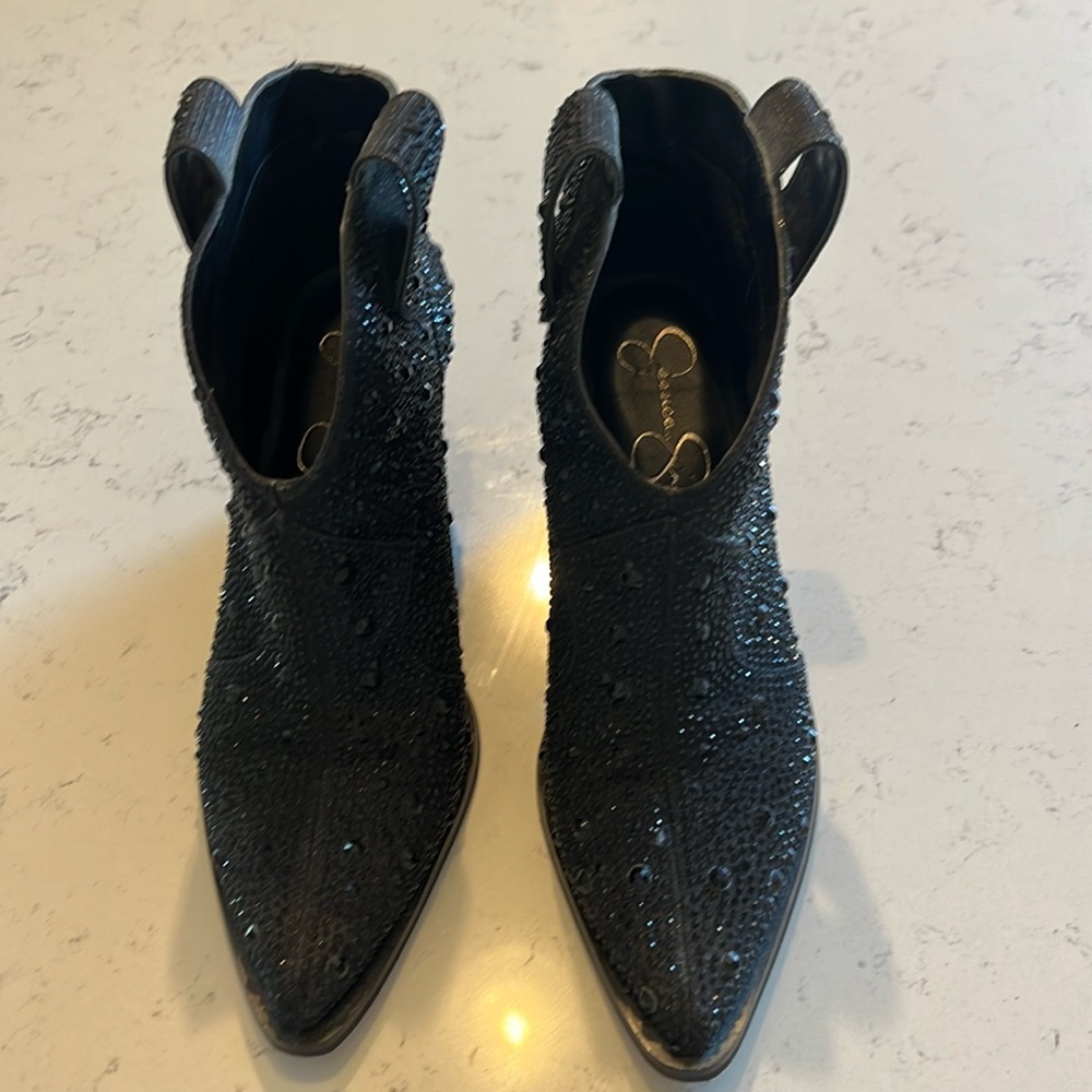 Jessica Simpson black rhinestone boots size 7